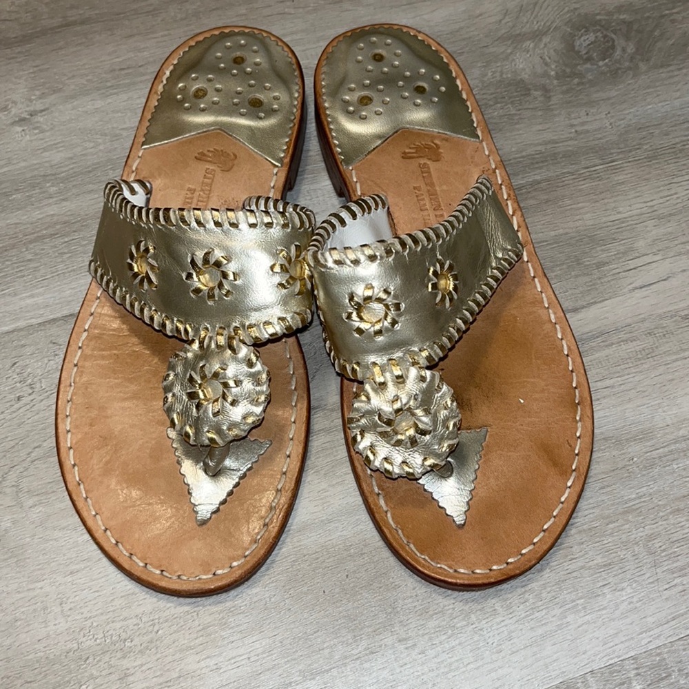 Stephen Bonanno palm Beach Gold Flip Flop Sandals Size 7